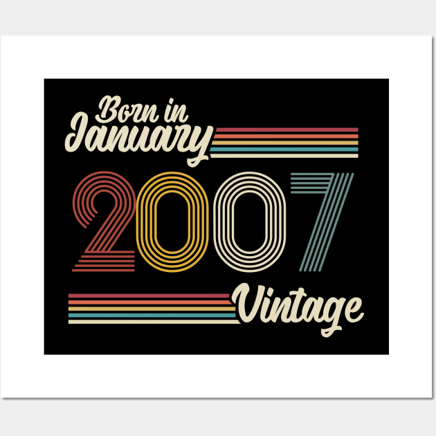 Vintage Born in January 2007 Wall Art by Jokowow